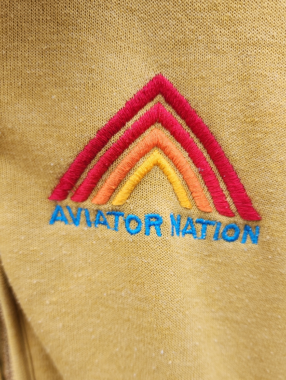 Aviator Nation Mountain Embroidery Half Zip Sweatshirt In Khaki Large - Picture 5 of 16